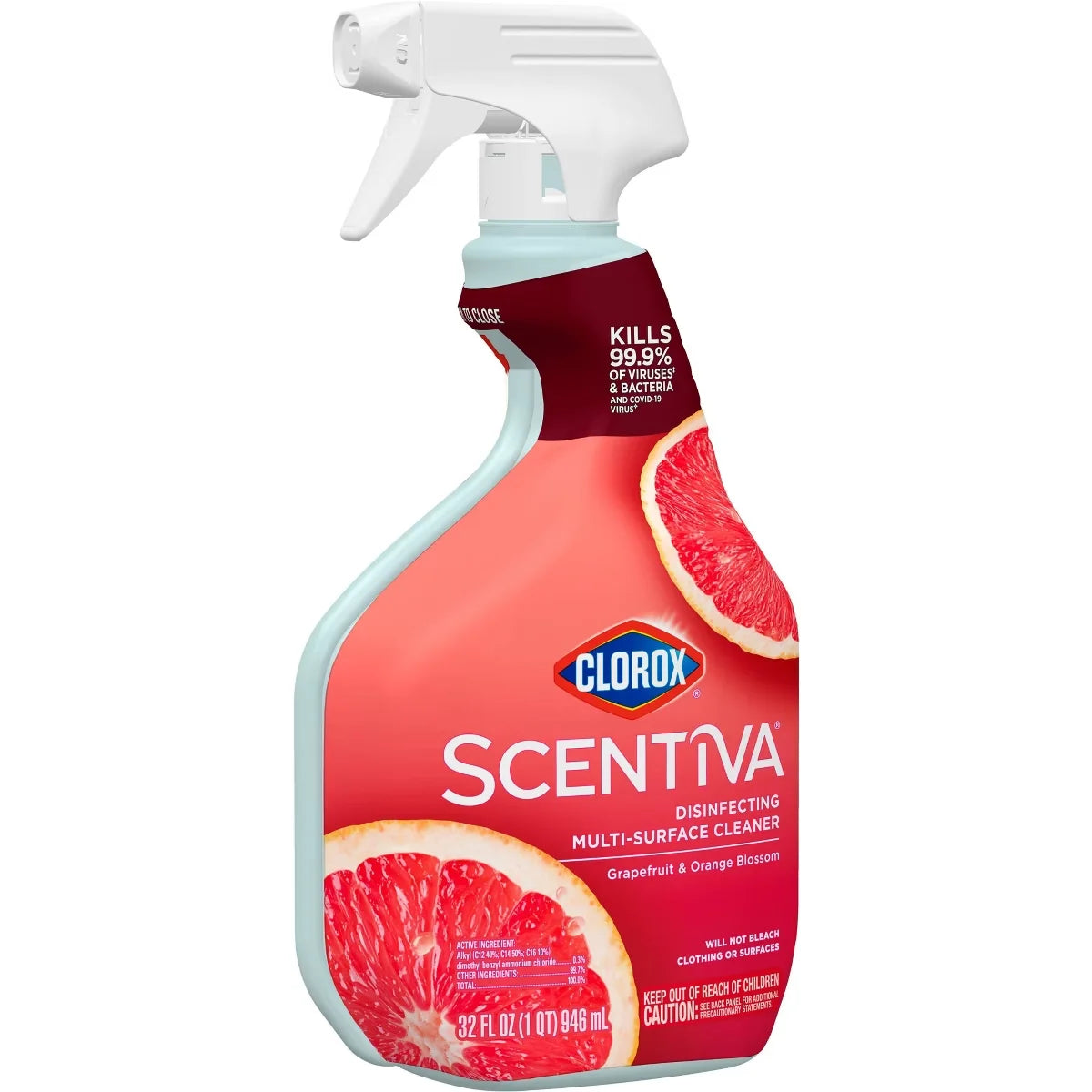 Clorox Scentiva Grapefruit & Orange Blossom Multi-Surface Spray - 32 fl oz: Liquid Cleaner, Disinfectant, Multipurpose Use