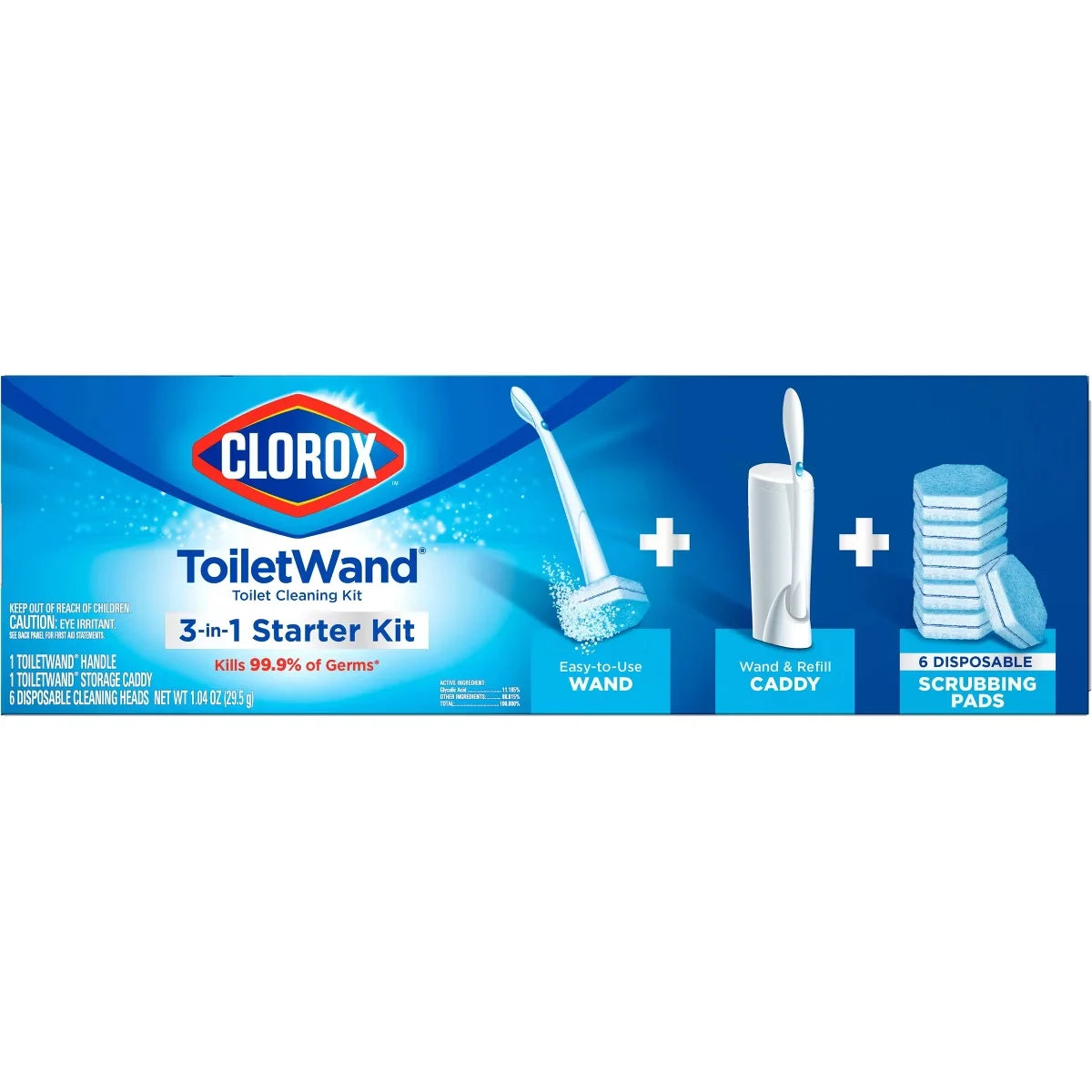 Clorox ToiletWand Storage Caddy, 6 Count Refill Heads Cleaning Tools and Accessories + 10 Count Original Scent Cleaning Tool Refills