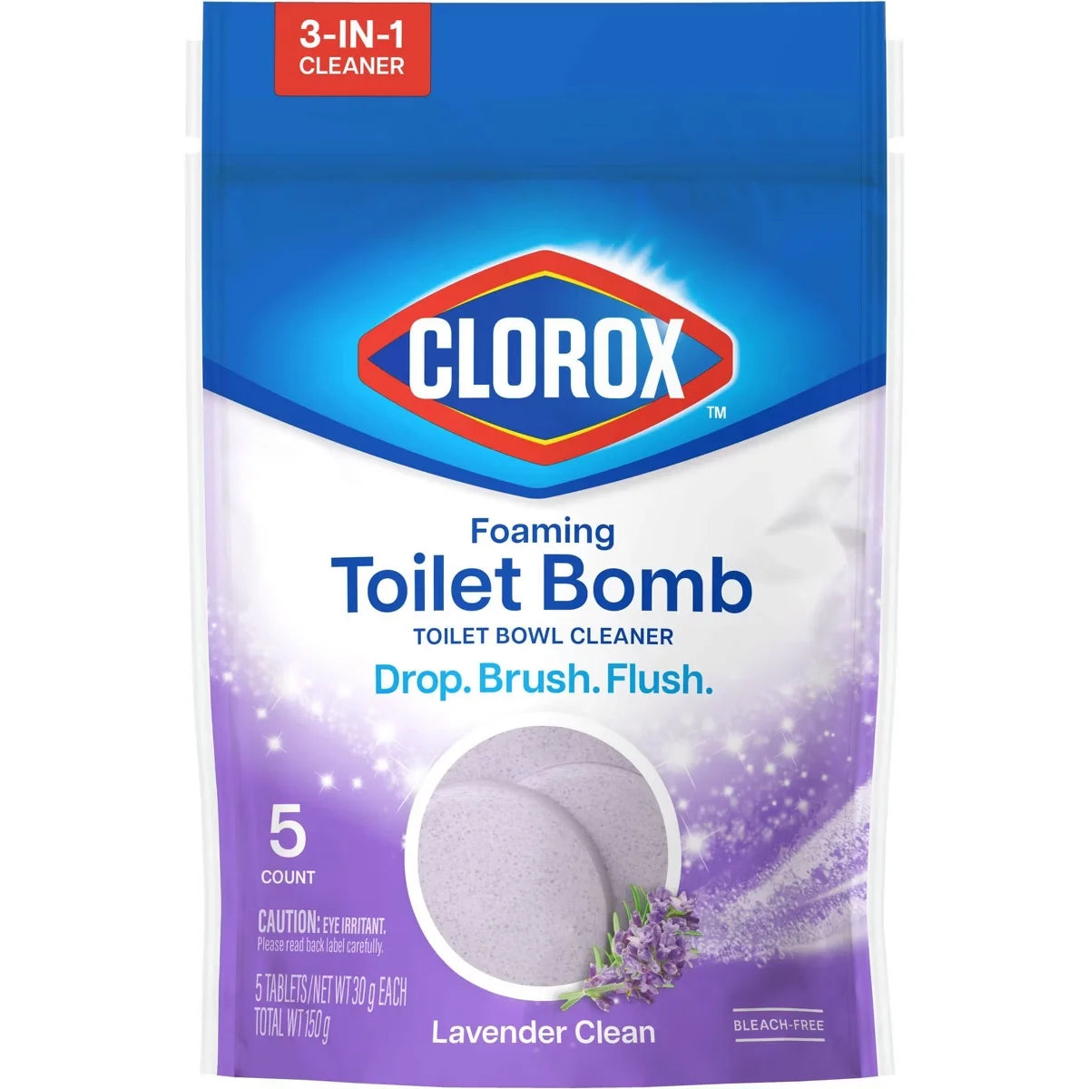 Clorox Lavender Clean Foaming Toilet Bomb Toilet Bowl Cleaner - 5ct