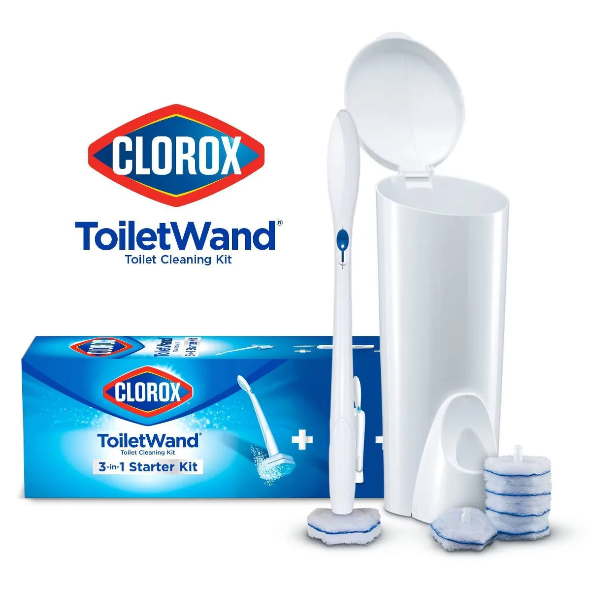 Clorox ToiletWand Disposable Toilet Cleaning System - ToiletWand Storage Caddy and 6 Refill Pads