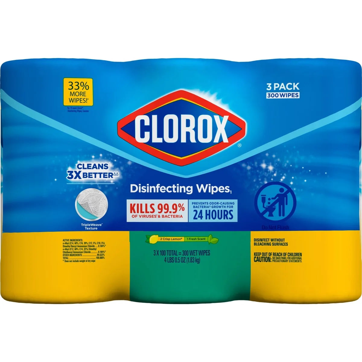Clorox Lemon Disinfecting Wipes - 300ct/3pk
