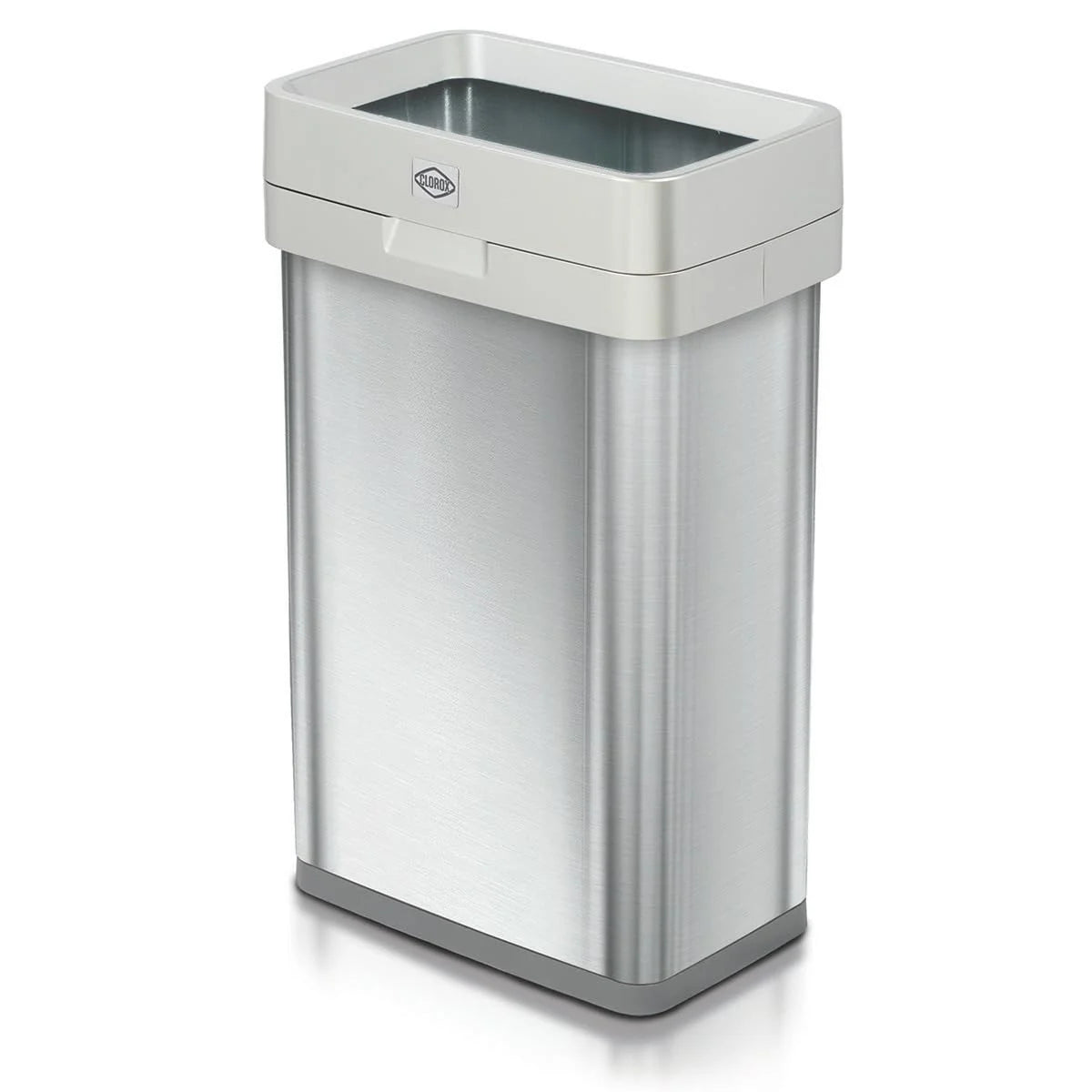 Clorox Trash Can, 13 Gallon Stainless Steel Slim Open Top Garbage Bin, Silver