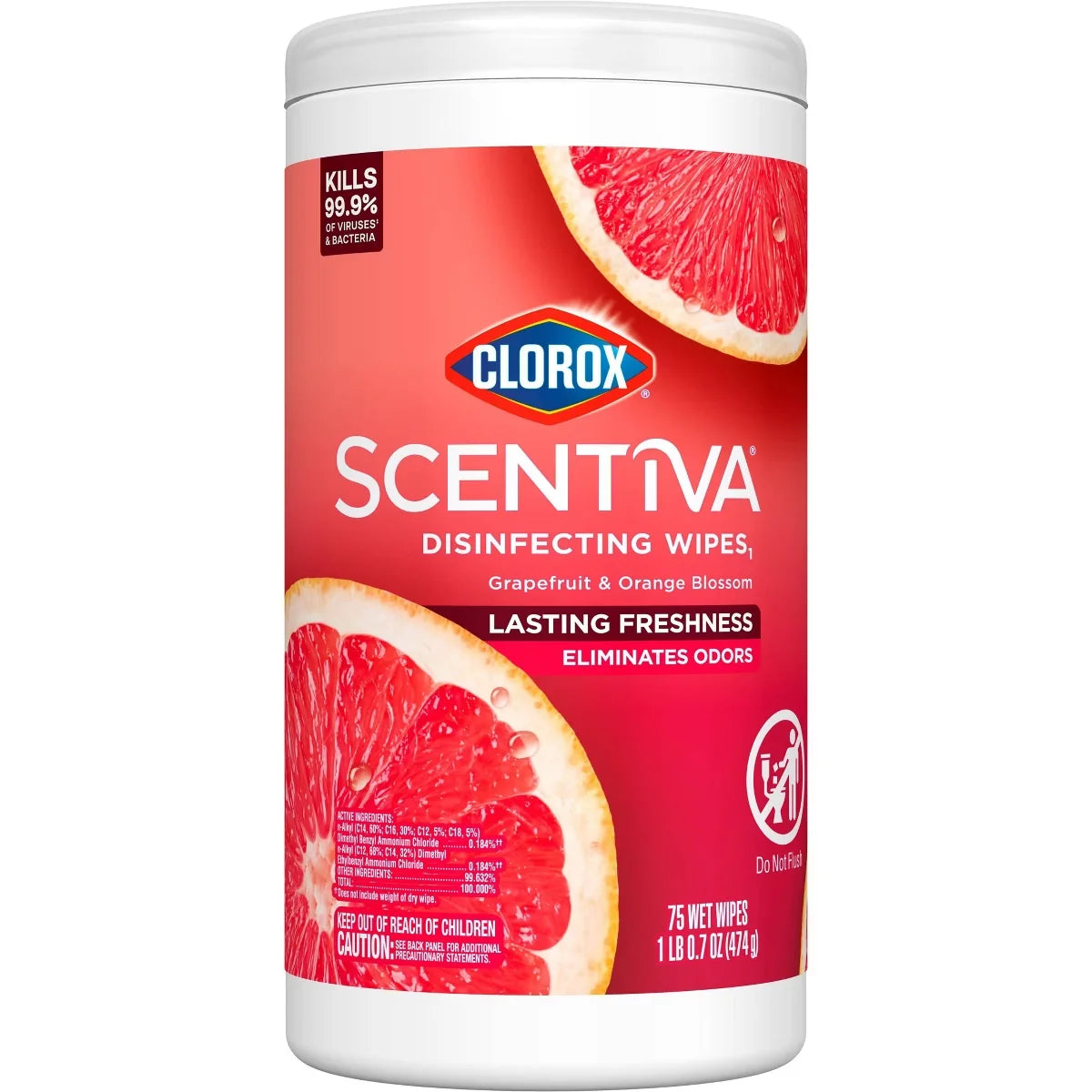 Clorox Scentiva Grapefruit & Orange Blossom Disinfecting Wipes - 75ct