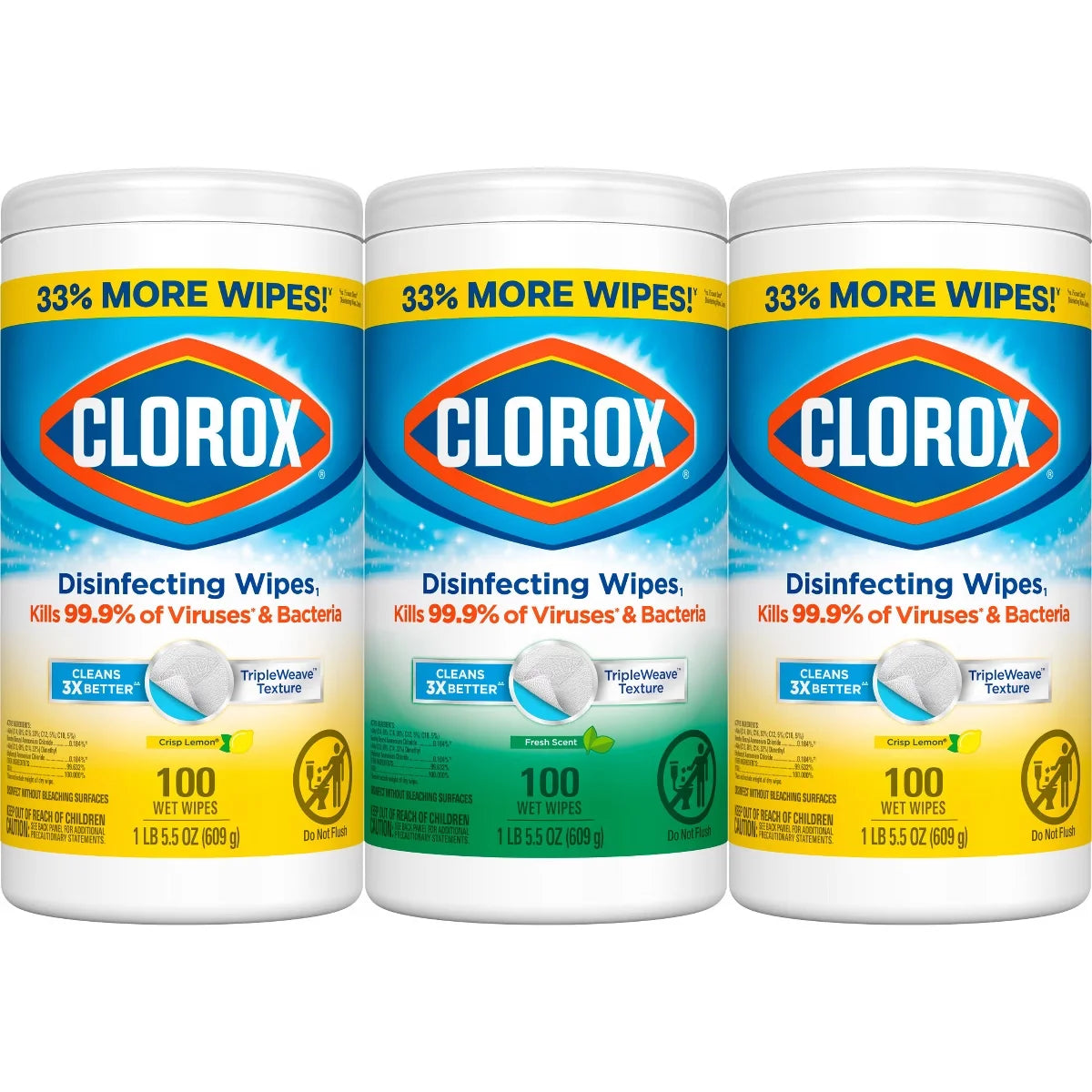 Clorox Lemon Disinfecting Wipes - 300ct/3pk