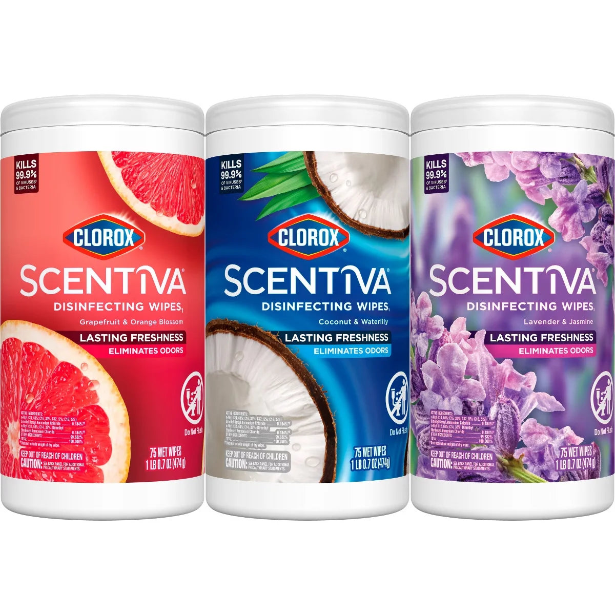 Clorox Scentiva Floral Scent Disinfecting Wipes - 225ct/3pk